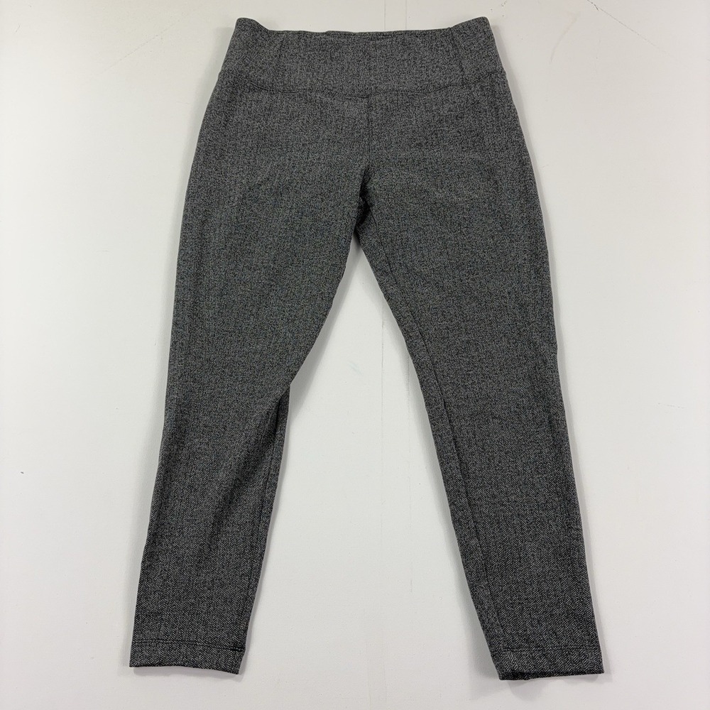 Athleta Delancey Herringbone Tight Leggings Womens L Gray Ankle Yoga 26 In